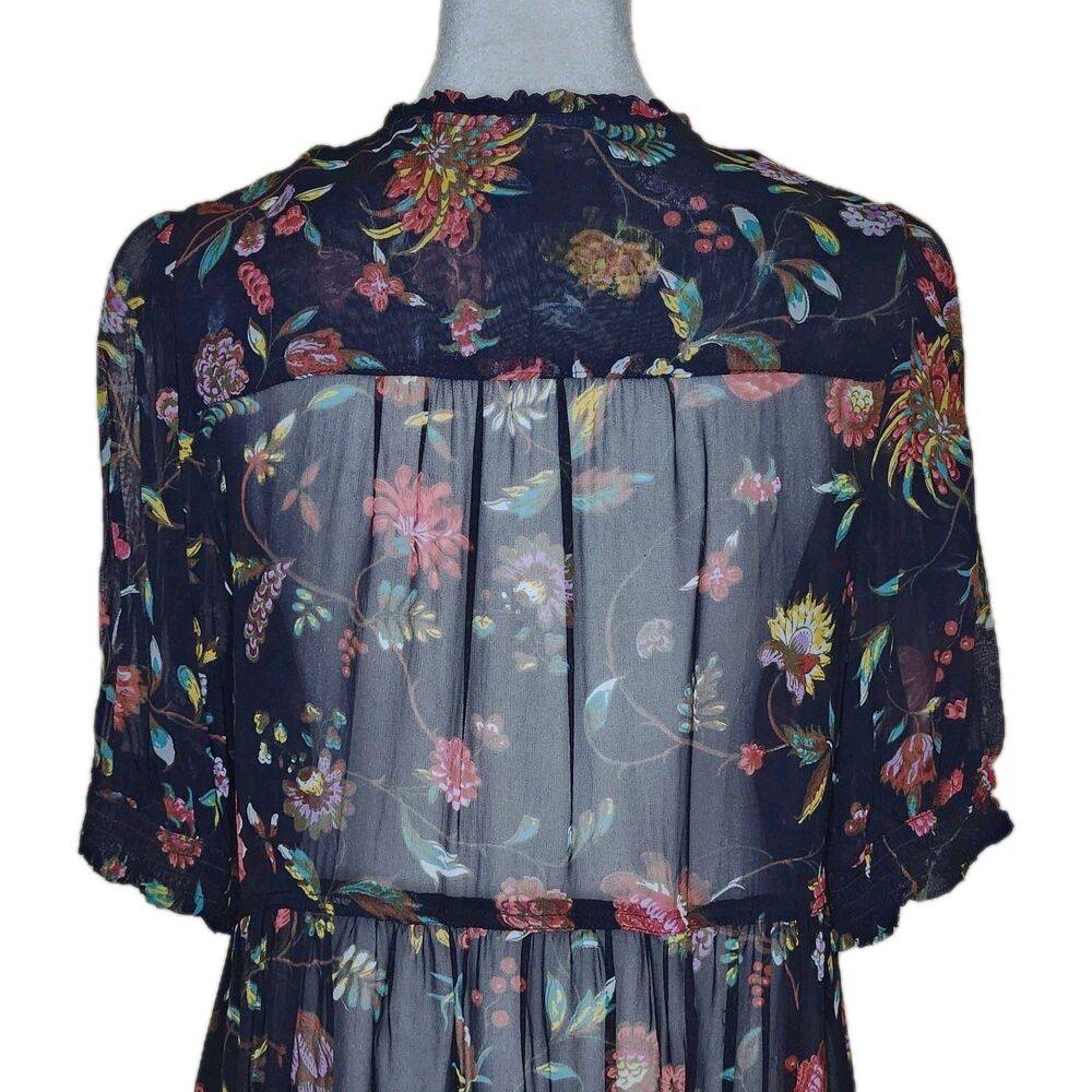 Anthropologie Salzburg Sheer Floral Tunic Boho Fairycore Puff Sleeve Blouse M - Picture 6 of 14